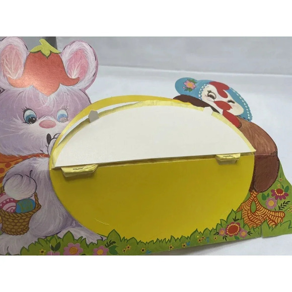 Vintage 1970s Peck Easter Diecut Hen and Bunny Honeycomb Egg Decoration - Picture 7 of 10